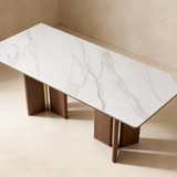 LD Lionel dining table showcasing gold metallic base detailing