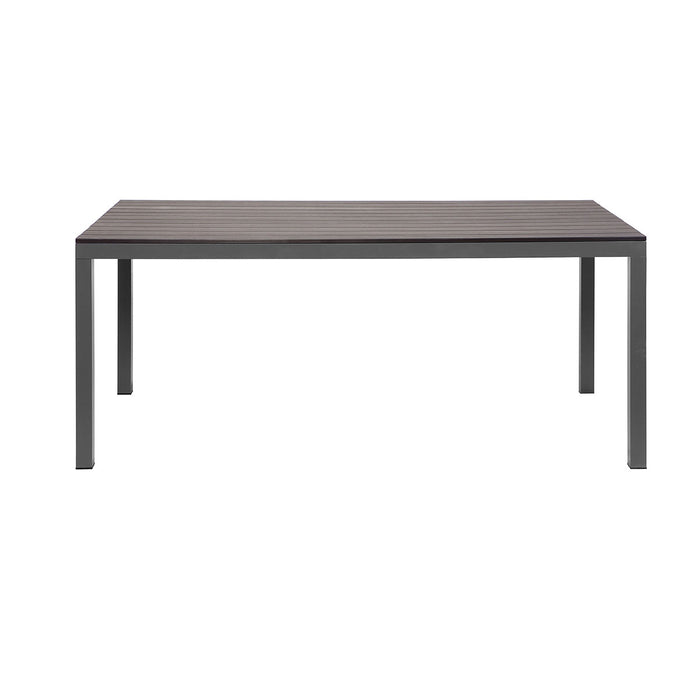 Manly Charcoal Aluminium Outdoor Dining Table with Faux Wood Top (180x95cm)