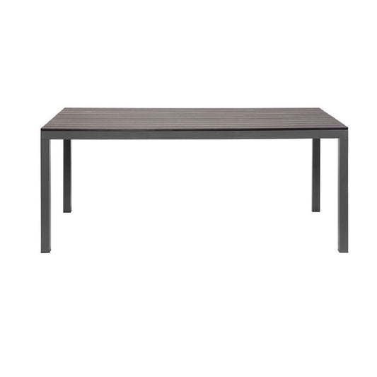 Manly Charcoal Aluminium Outdoor Dining Table with Faux Wood Top (180x95cm)