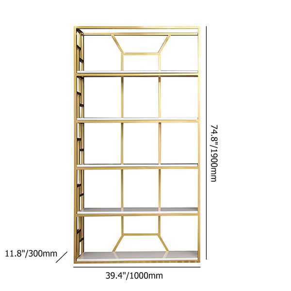 Modern Etagere Bookshelf in Gold & White
