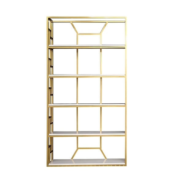 Modern Etagere Bookshelf in Gold & White