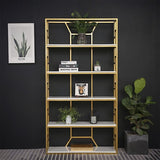 Modern Etagere Bookshelf in Gold & White