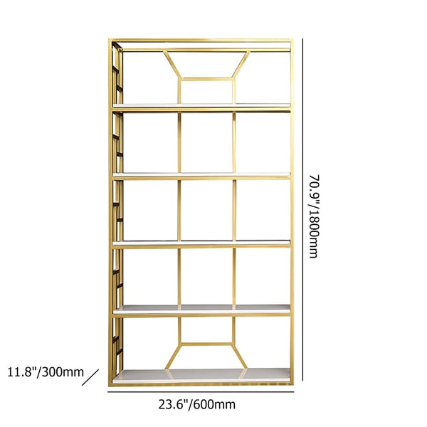 Modern Etagere Bookshelf in Gold & White