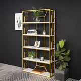 Modern Etagere Bookshelf in Gold & White