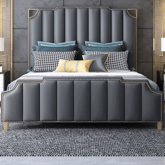 Modern Pine Wood Storage Bed with Faux Leather Upholstery