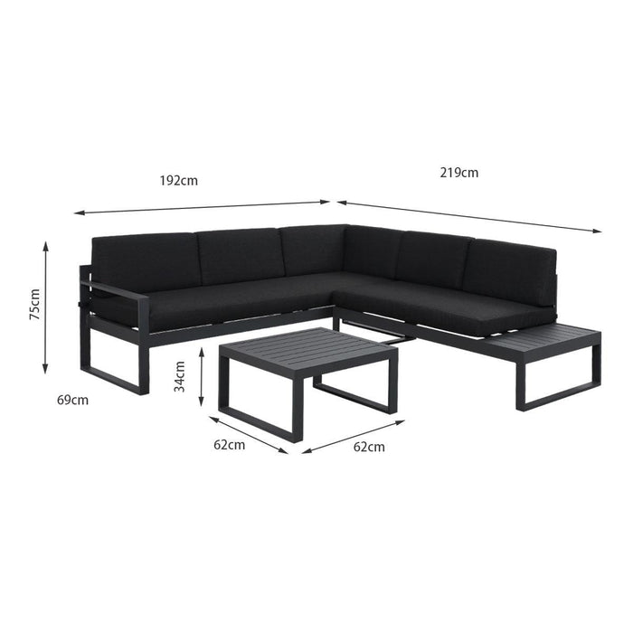Milano Charcoal Aluminium Sofa Lounge Set - Dark Grey Cushion
