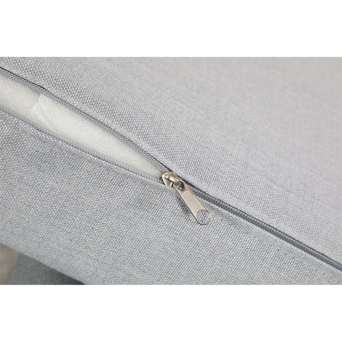 Milano White Aluminium Sofa Lounge Set (Timber Table Top) - Light Grey Cushion