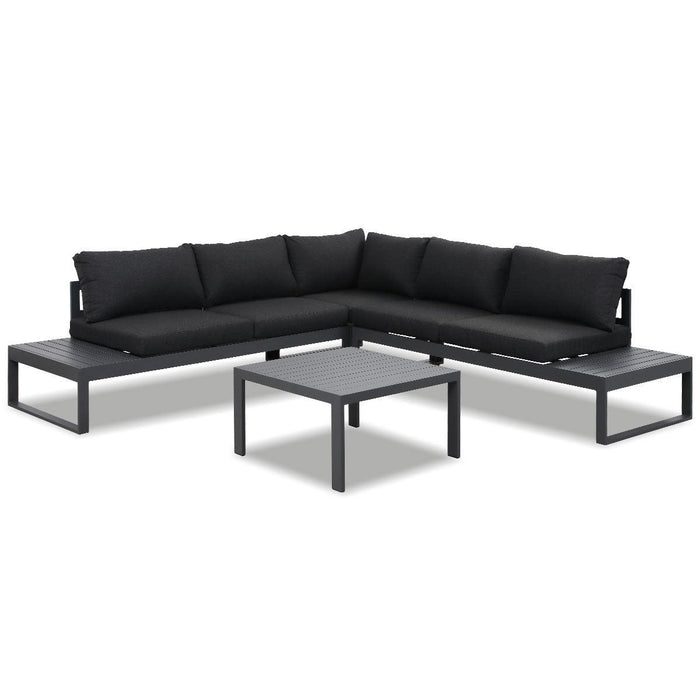 Hampton Charcoal Aluminium Sofa Lounge Set - Dark Grey Cushion