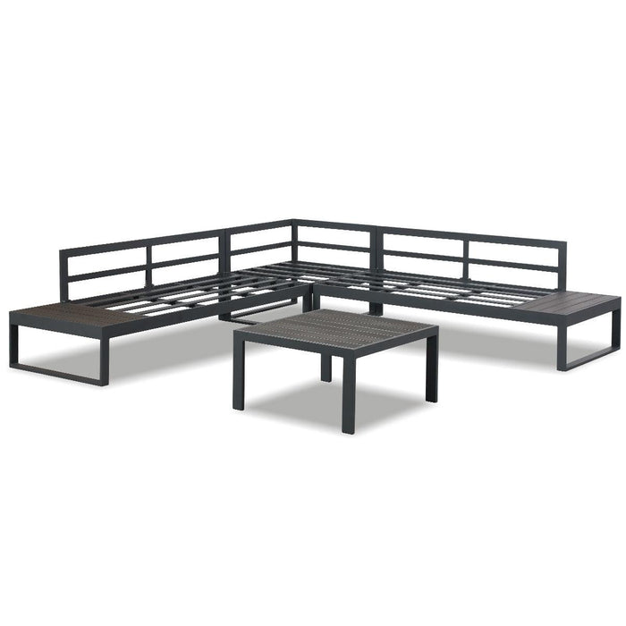 Hampton Charcoal Aluminium Sofa Lounge Set - Dark Grey Cushion