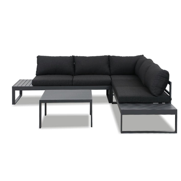Hampton Charcoal Aluminium Sofa Lounge Set - Dark Grey Cushion