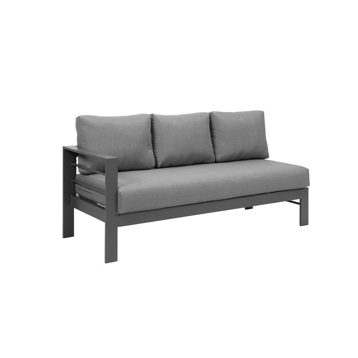 Paris 6 Seater Charcoal Aluminium L-Shaped Sofa Lounge Set - Grey Cushion