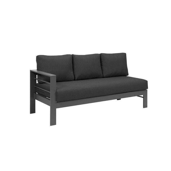 Paris 6 Seater Charcoal Aluminium L-Shaped Sofa Lounge Set - Dark Grey Cushion