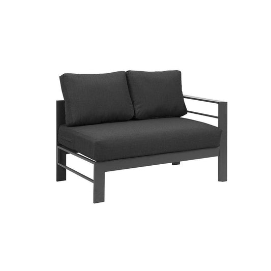 Paris 6 Seater Charcoal Aluminium L-Shaped Sofa Lounge - Dark Grey Cushion