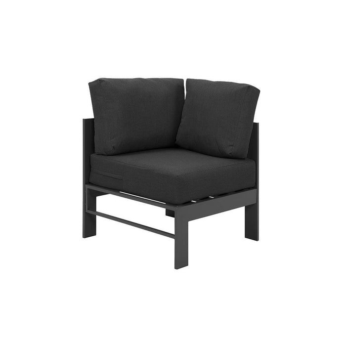 Paris 6 Seater Charcoal Aluminium L-Shaped Sofa Lounge Set - Dark Grey Cushion