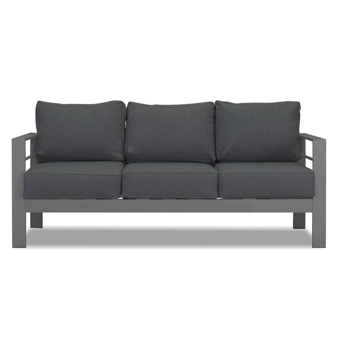 Paris 5 Seater Charcoal Aluminium Sofa Lounge Set - Dark Grey Cushion