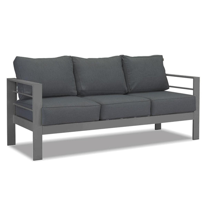 Paris 5 Seater Charcoal Aluminium Sofa Lounge Set - Dark Grey Cushion