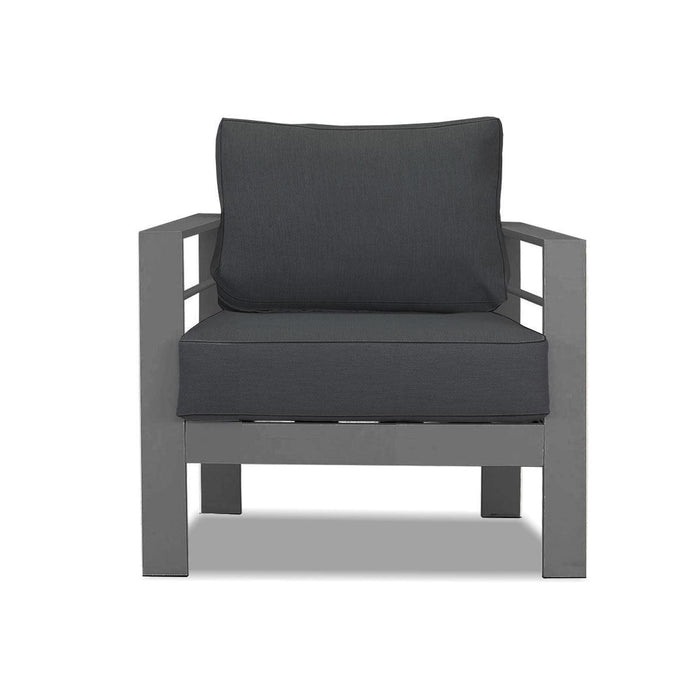 Paris 5 Seater Charcoal Aluminium Sofa Lounge Set - Dark Grey Cushion