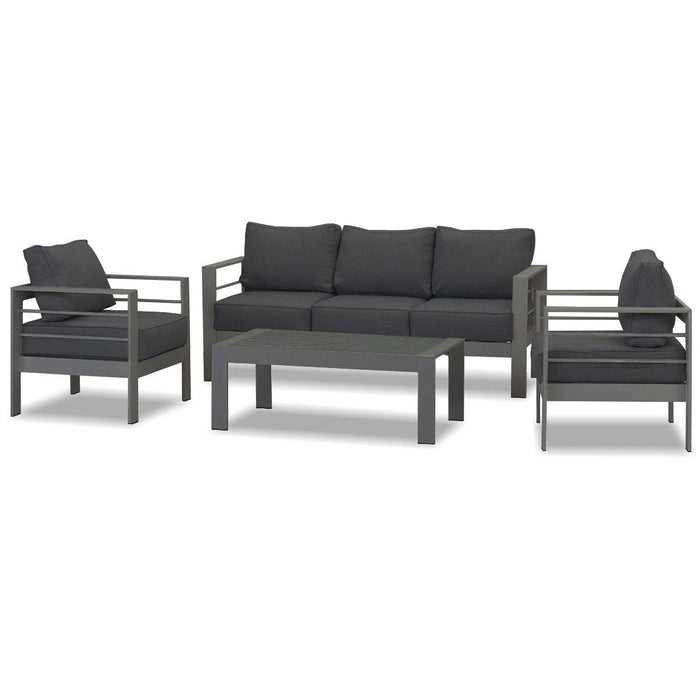 Paris 5 Seater Charcoal Aluminium Sofa Lounge Set - Dark Grey Cushion