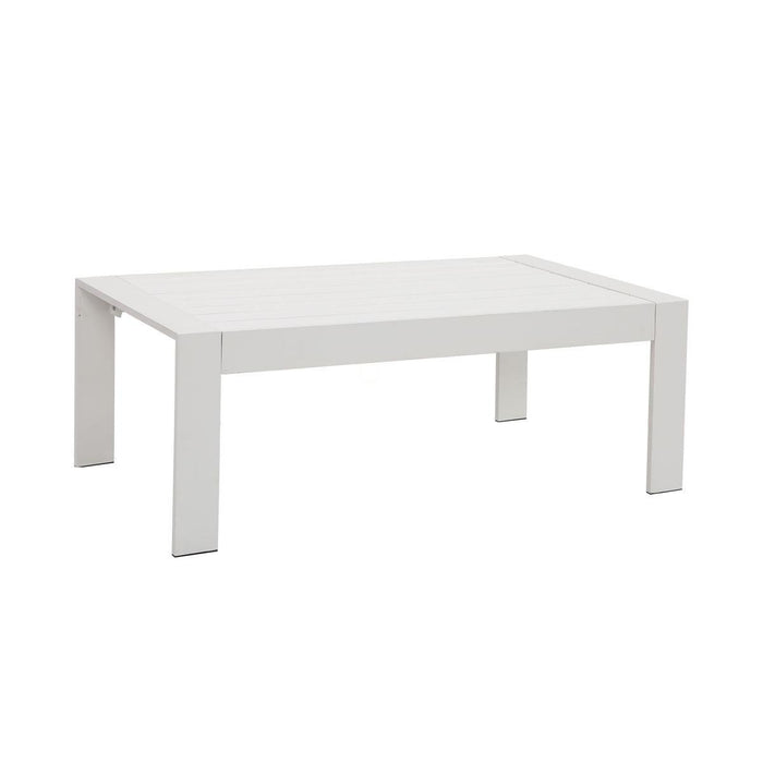 Paris 6 Seater White Aluminium L-Shaped Sofa Lounge Set - Grey Cushion