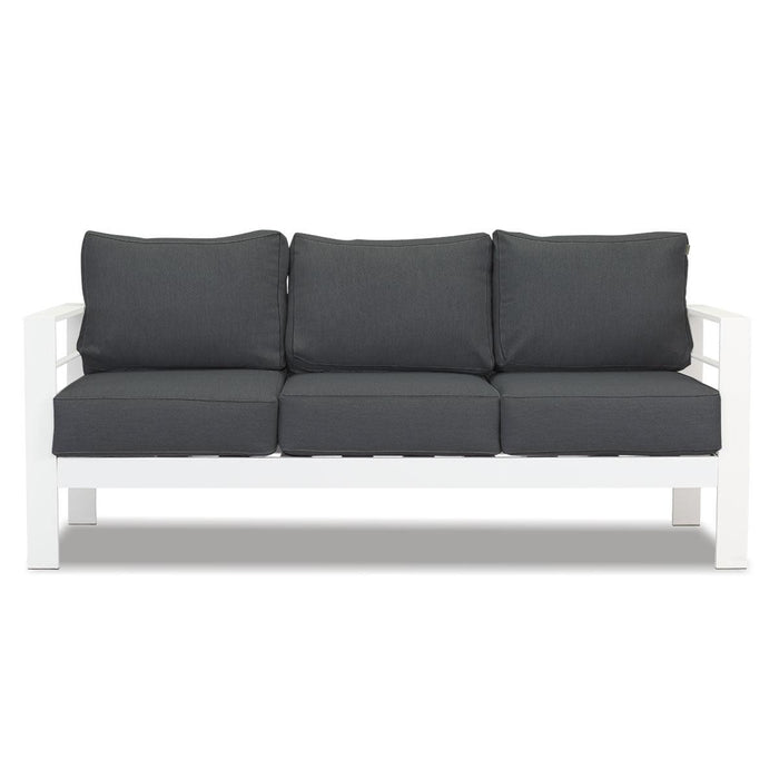 Paris 5 Seater White Aluminium Sofa Lounge Set - Dark Grey Cushion