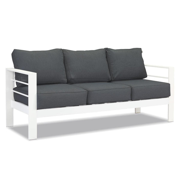 Paris 5 Seater White Aluminium Sofa Lounge Set - Dark Grey Cushion