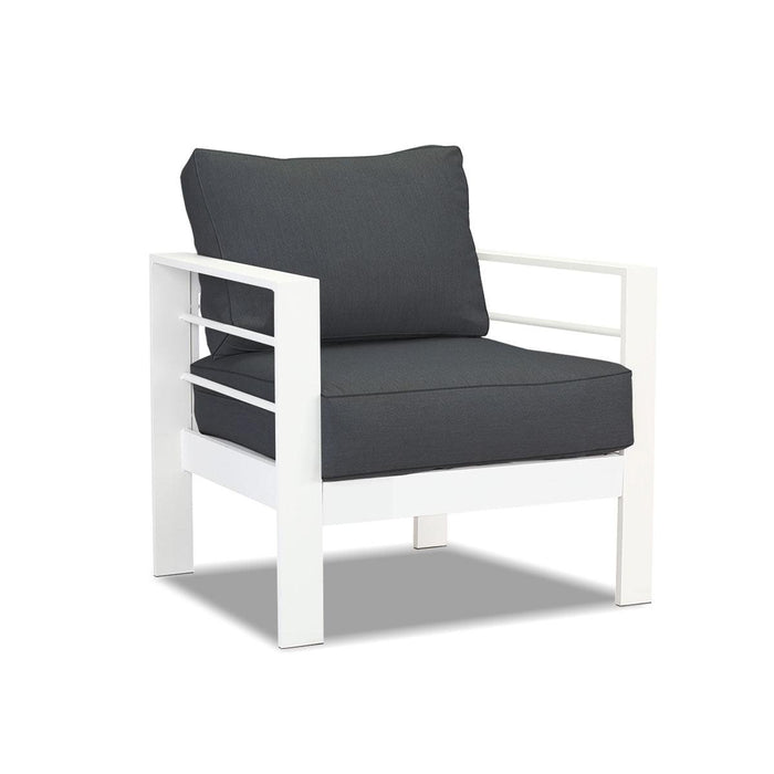 Paris 5 Seater White Aluminium Sofa Lounge Set - Dark Grey Cushion
