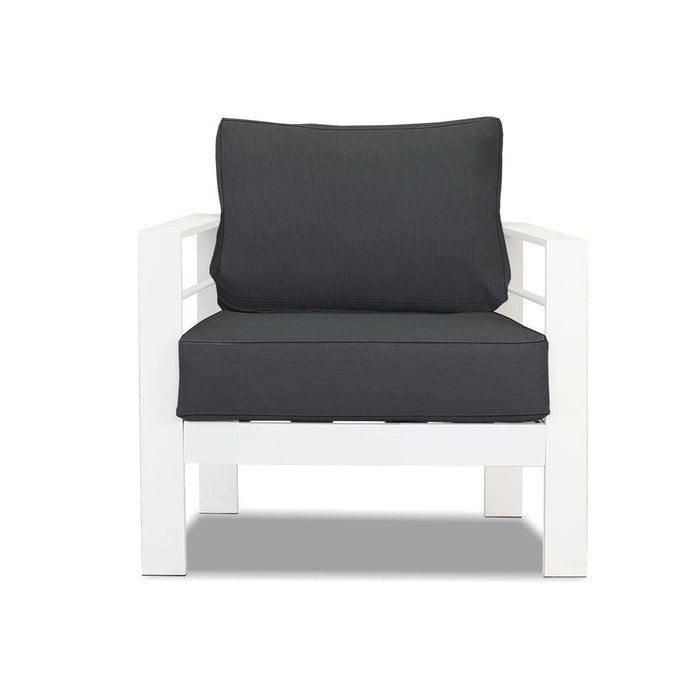 Paris 5 Seater White Aluminium Sofa Lounge Set - Dark Grey Cushion