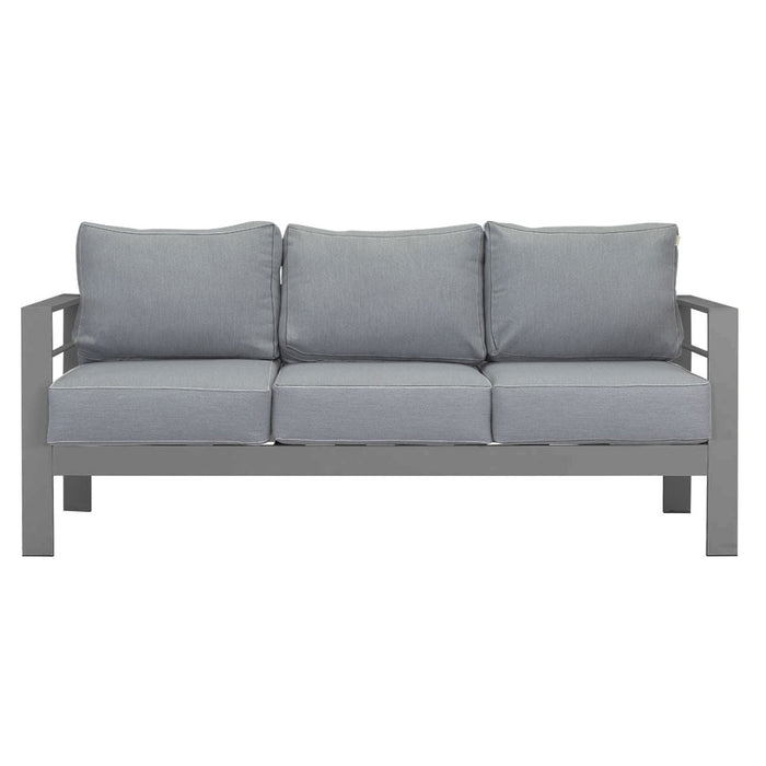 Paris 5 Seater Charcoal Aluminium Sofa Lounge Set - Grey Cushion