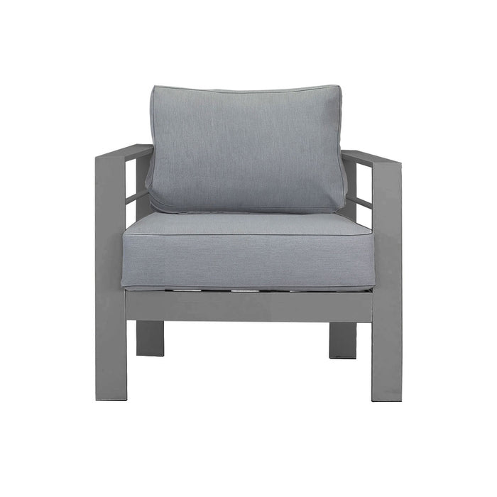Paris 5 Seater Charcoal Aluminium Sofa Lounge Set - Grey Cushion
