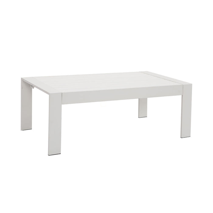 Paris 6 Seater White Aluminium L-Shaped Sofa Lounge Set - Light Grey Cushion