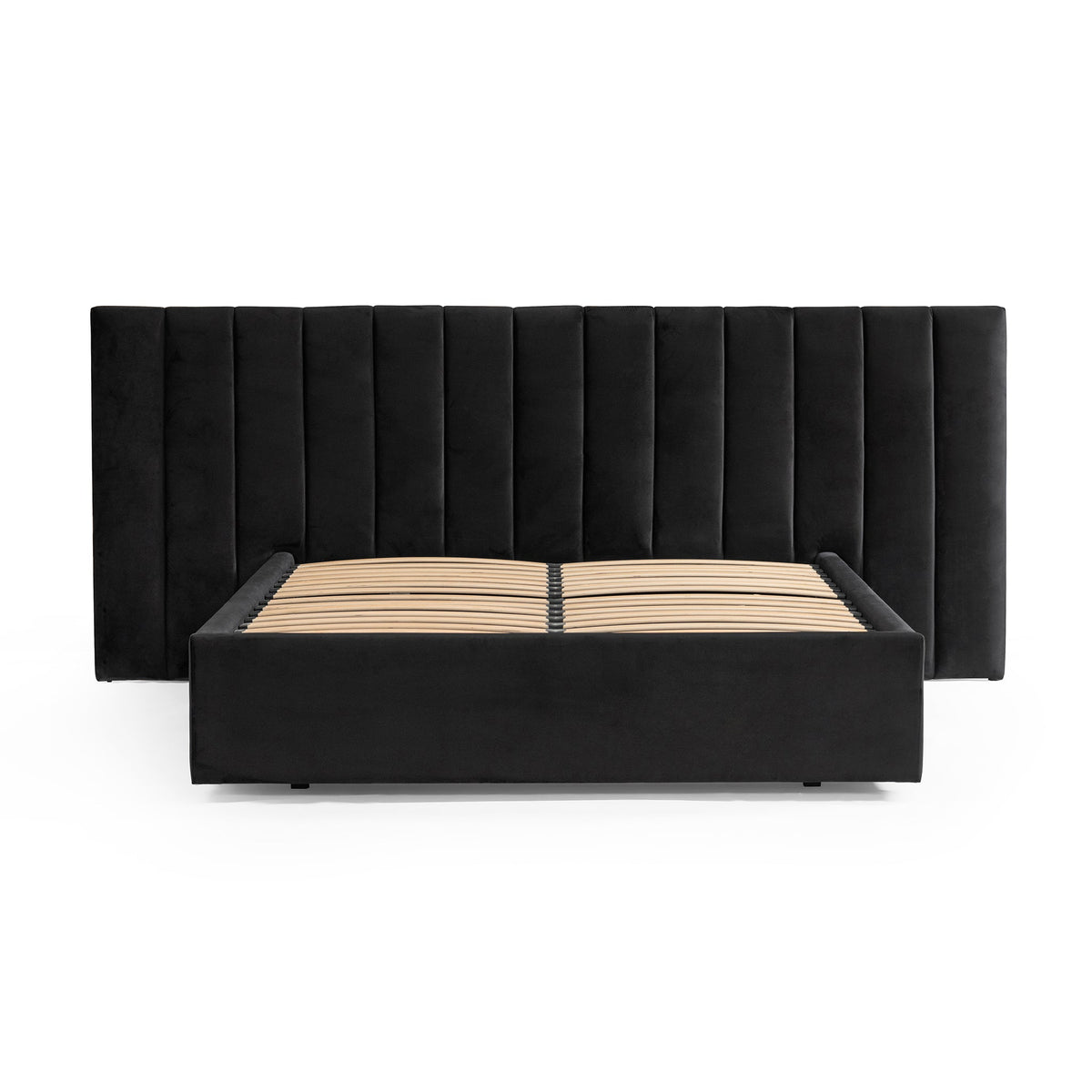 Ralph Wide Base King Sized Bed Frame - Black Velvet