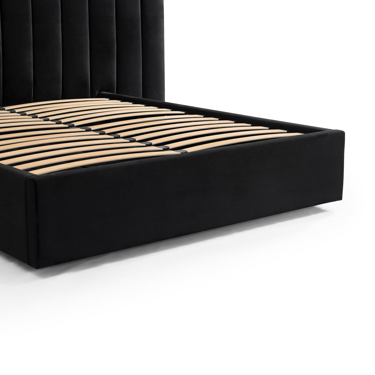 Ralph Wide Base King Sized Bed Frame - Black Velvet