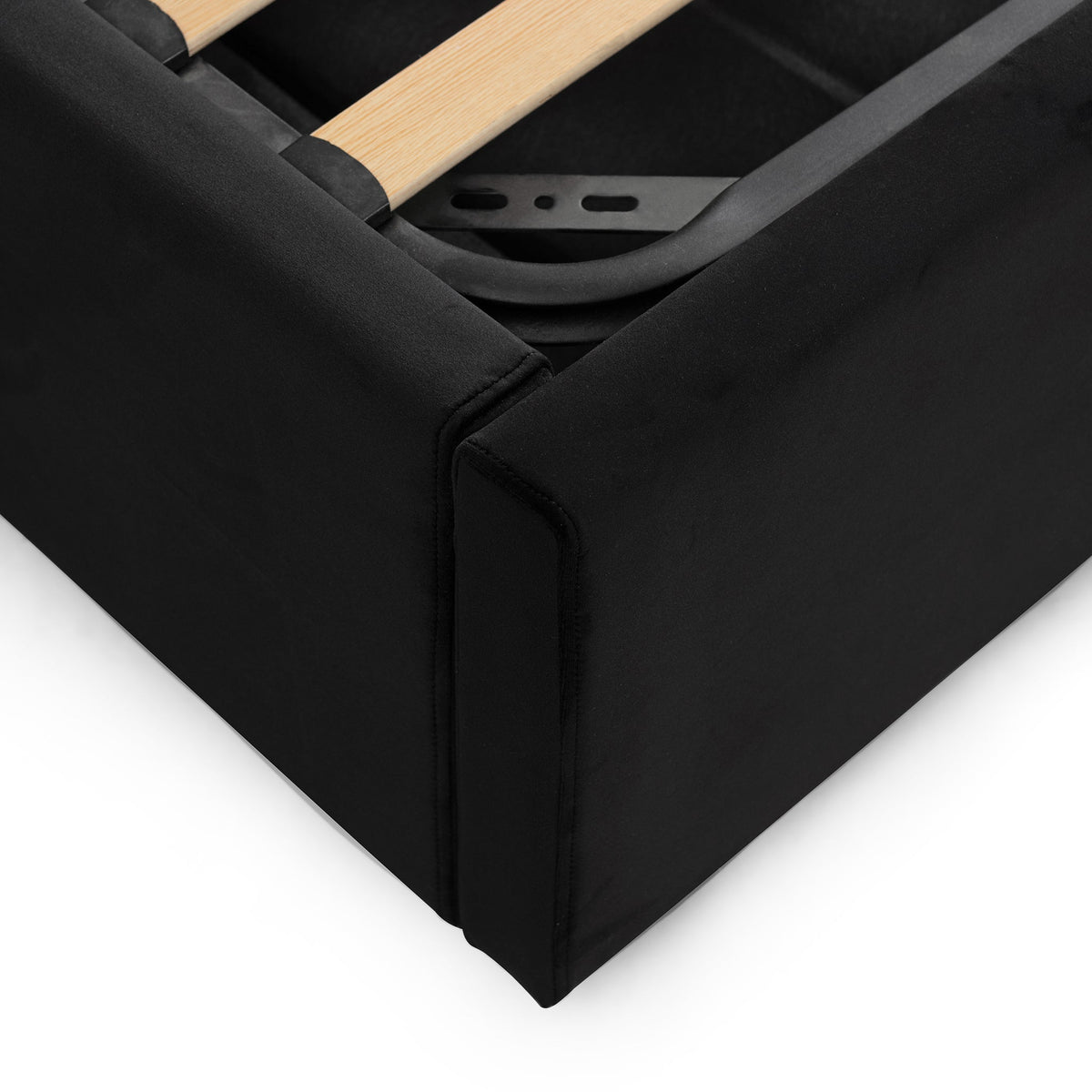 Ralph Wide Base King Sized Bed Frame - Black Velvet