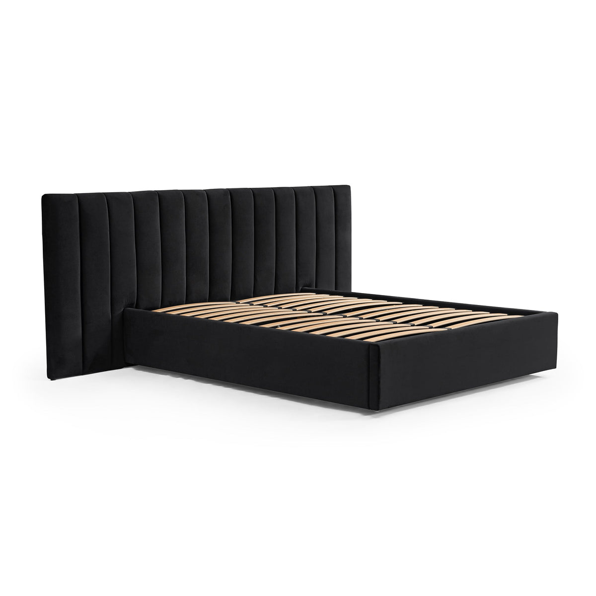 Ralph Wide Base King Sized Bed Frame - Black Velvet