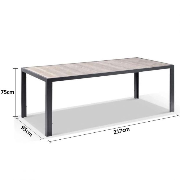 SOUTHPORT OUTDOOR 2.17M ALUMINIUM AND CERAMIC RECTANGLE DINING TABLE