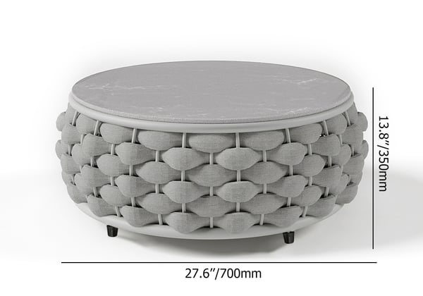 Tatta 4 Pieces Textilene Rope Woven Outdoor Sectional Sofa Set with Round Coffee Table