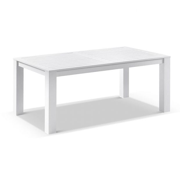 SANTORINI 1.8M OUTDOOR RECTANGLE ALUMINIUM DINING TABLE WITH 6 HUGO ROPE CHAIRS