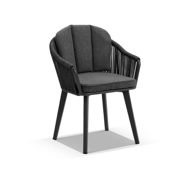 ALPINE OUTDOOR 6 SEATER ROPE AND ALUMINIUM DINING TABLE AND CHAIRS SETTING