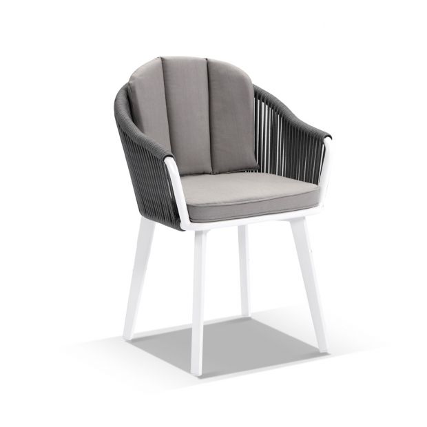 ALPINE OUTDOOR 6 SEATER ROPE AND ALUMINIUM DINING TABLE AND CHAIRS SETTING