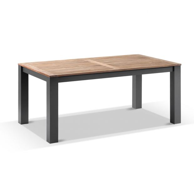 BALMORAL 1.8M OUTDOOR TEAK AND ALUMINIUM DINING TABLE WITH 6 COVE ROPE CHAIRS