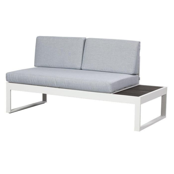 Milano White Aluminium Sofa Lounge Set (Timber Table Top) - Light Grey Cushion
