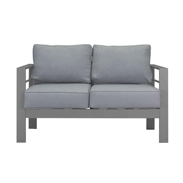 Paris 5 Seater Charcoal Aluminium Sofa Lounge Suite - Grey Cushion