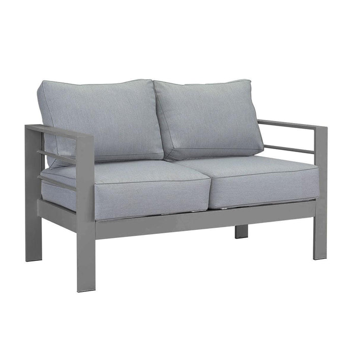 Paris 5 Seater Charcoal Aluminium Sofa Lounge Suite - Grey Cushion