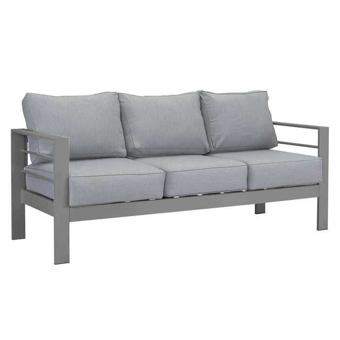 Paris 5 Seater Charcoal Aluminium Sofa Lounge - Grey Cushion
