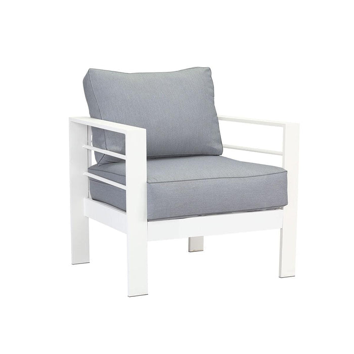 Paris 5 Seater White Aluminium Sofa Lounge - Grey Cushion
