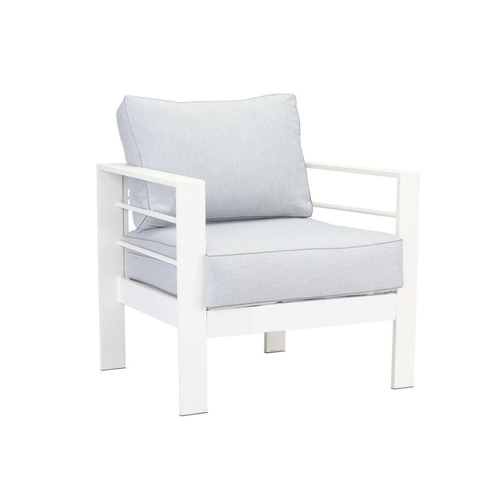 Paris 5 Seater White Aluminium Sofa Lounge - Light Grey Cushion