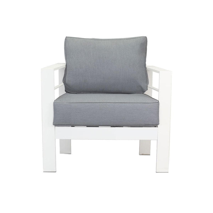 Paris 5 Seater White Aluminium Sofa Lounge Set - Grey Cushion