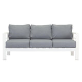 Paris 5 Seater White Aluminium Sofa Lounge Suite - Grey Cushion