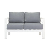 Paris 5 Seater White Aluminium Sofa Lounge Suite - Grey Cushion
