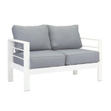 Paris 5 Seater White Aluminium Sofa Lounge Suite - Grey Cushion